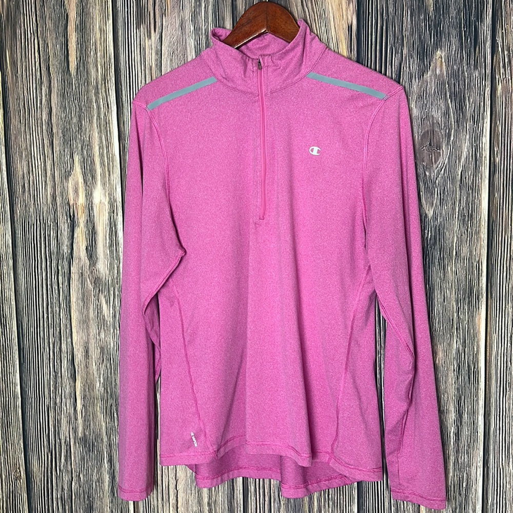 Champion T-Shirt Women XL Large Pink Pullover Gear Half Zip Long Sleeve size xl